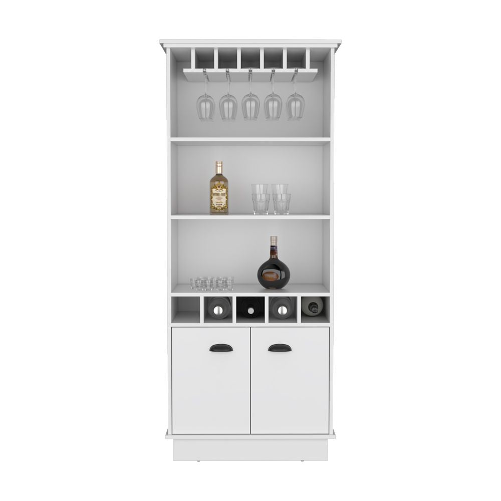 Bar Cabinet with Glassware Display and Concealed Storage