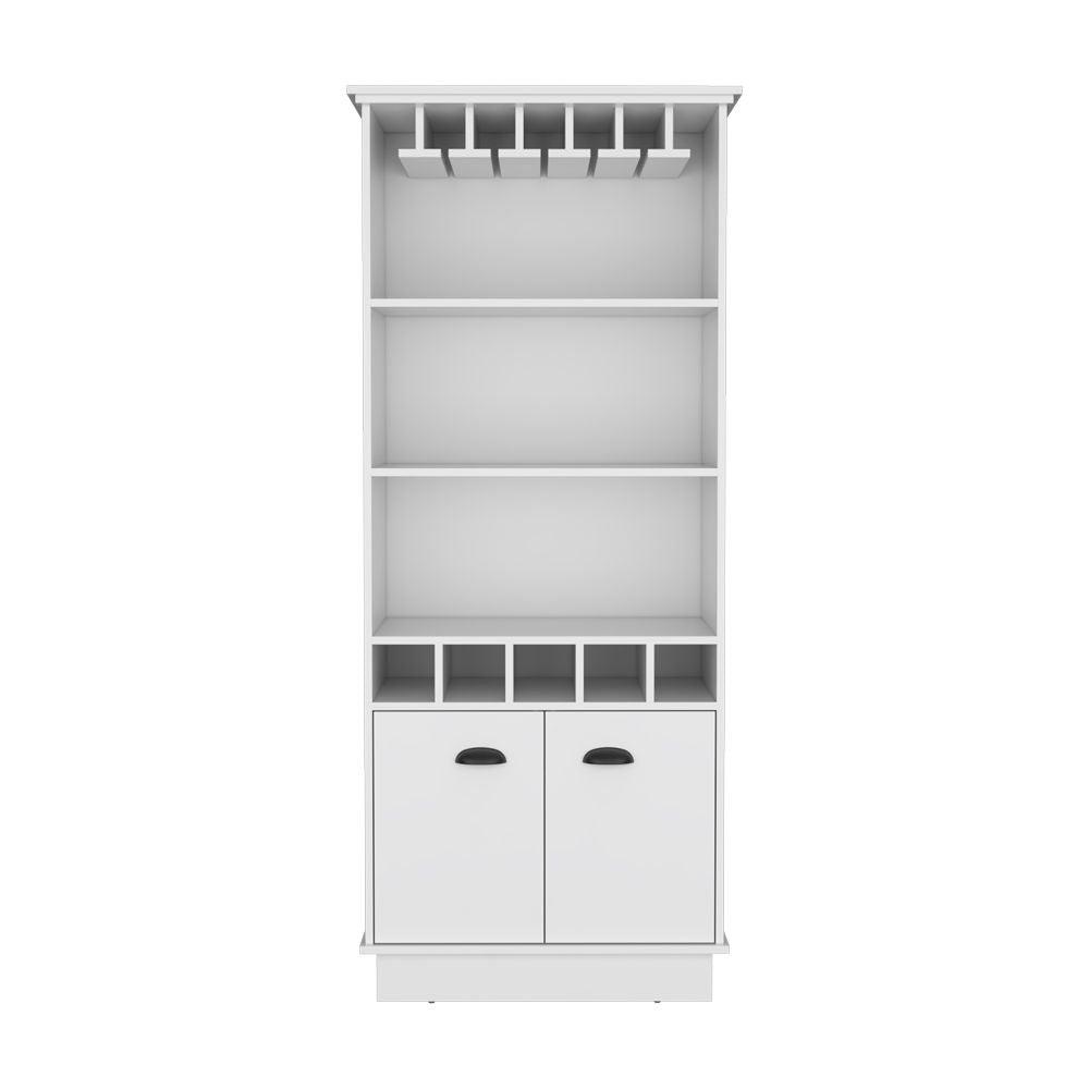 Bar Cabinet with Glassware Display and Concealed Storage