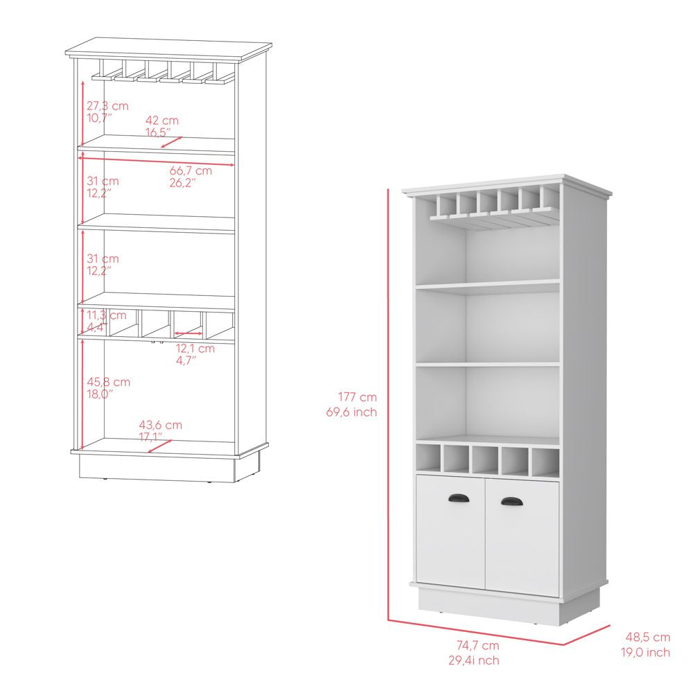 Bar Cabinet with Glassware Display and Concealed Storage