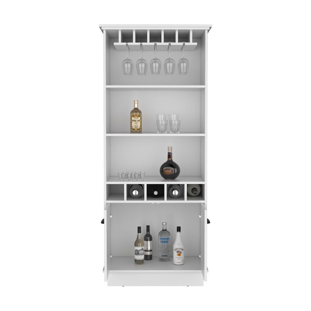 Bar Cabinet with Glassware Display and Concealed Storage