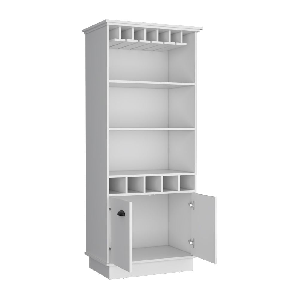 Bar Cabinet with Glassware Display and Concealed Storage