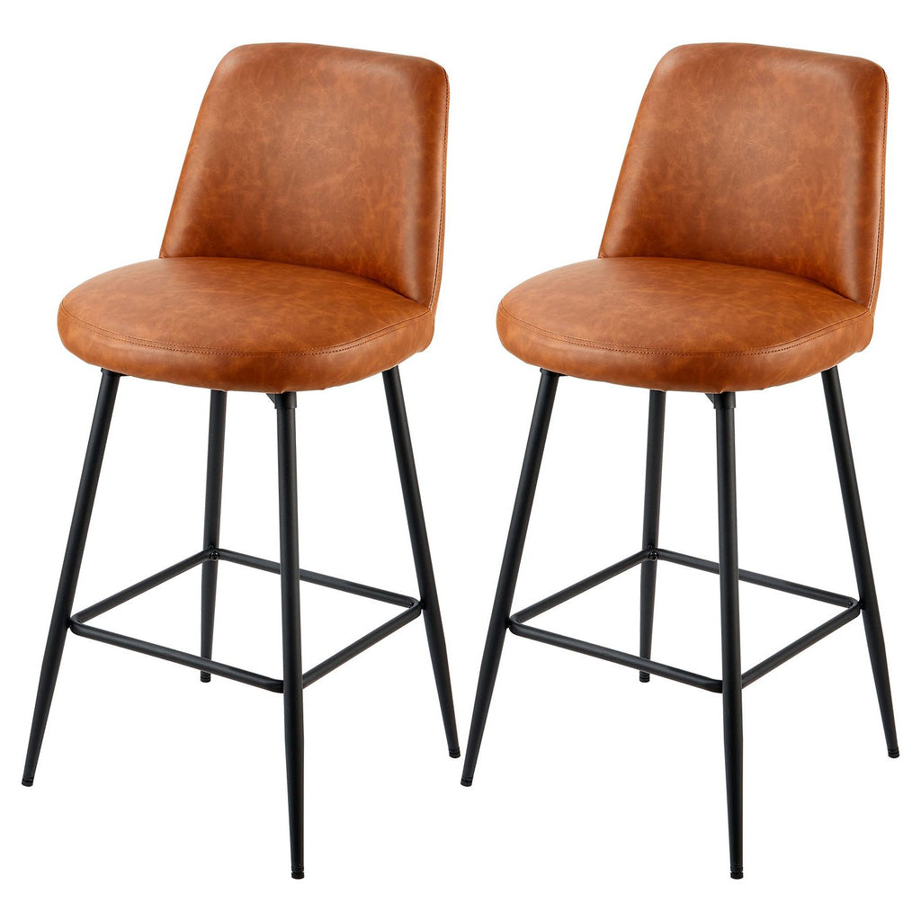 Set of 2 Modern Counter Height Swivel Bar Stools with Backrest
