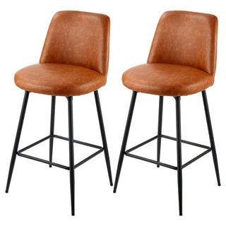 Set of 2 Modern Counter Height Swivel Bar Stools with Backrest