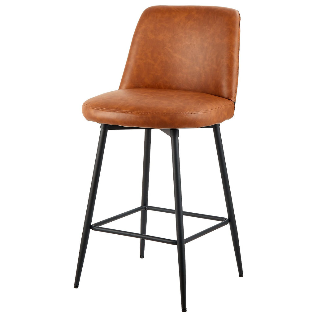 Set of 2 Modern Counter Height Swivel Bar Stools with Backrest