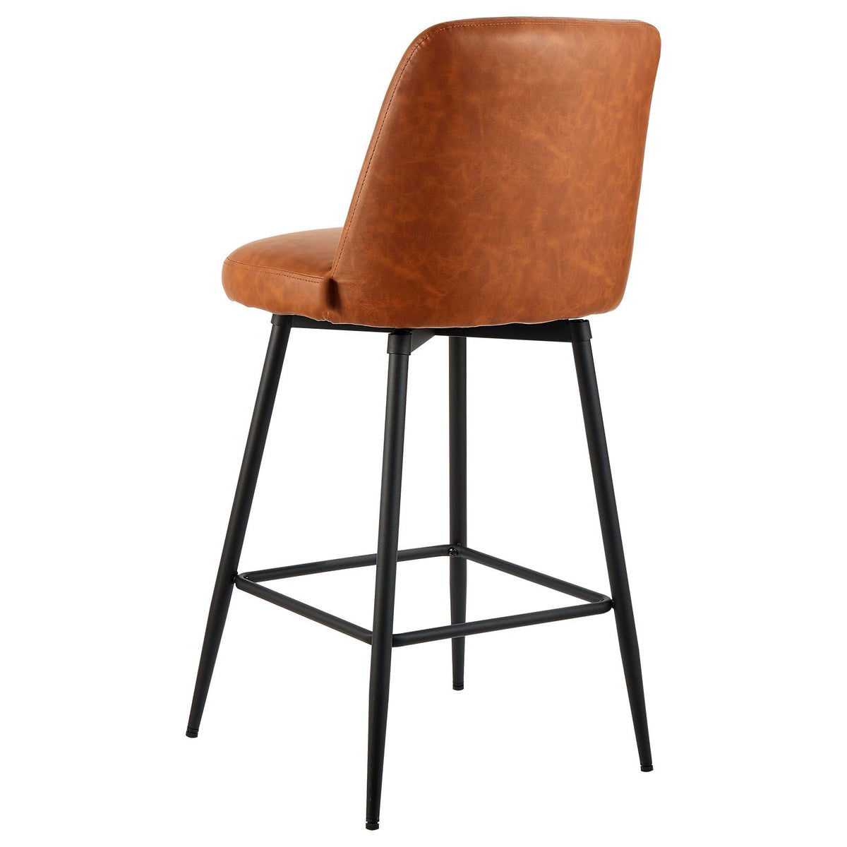 Set of 2 Modern Counter Height Swivel Bar Stools with Backrest
