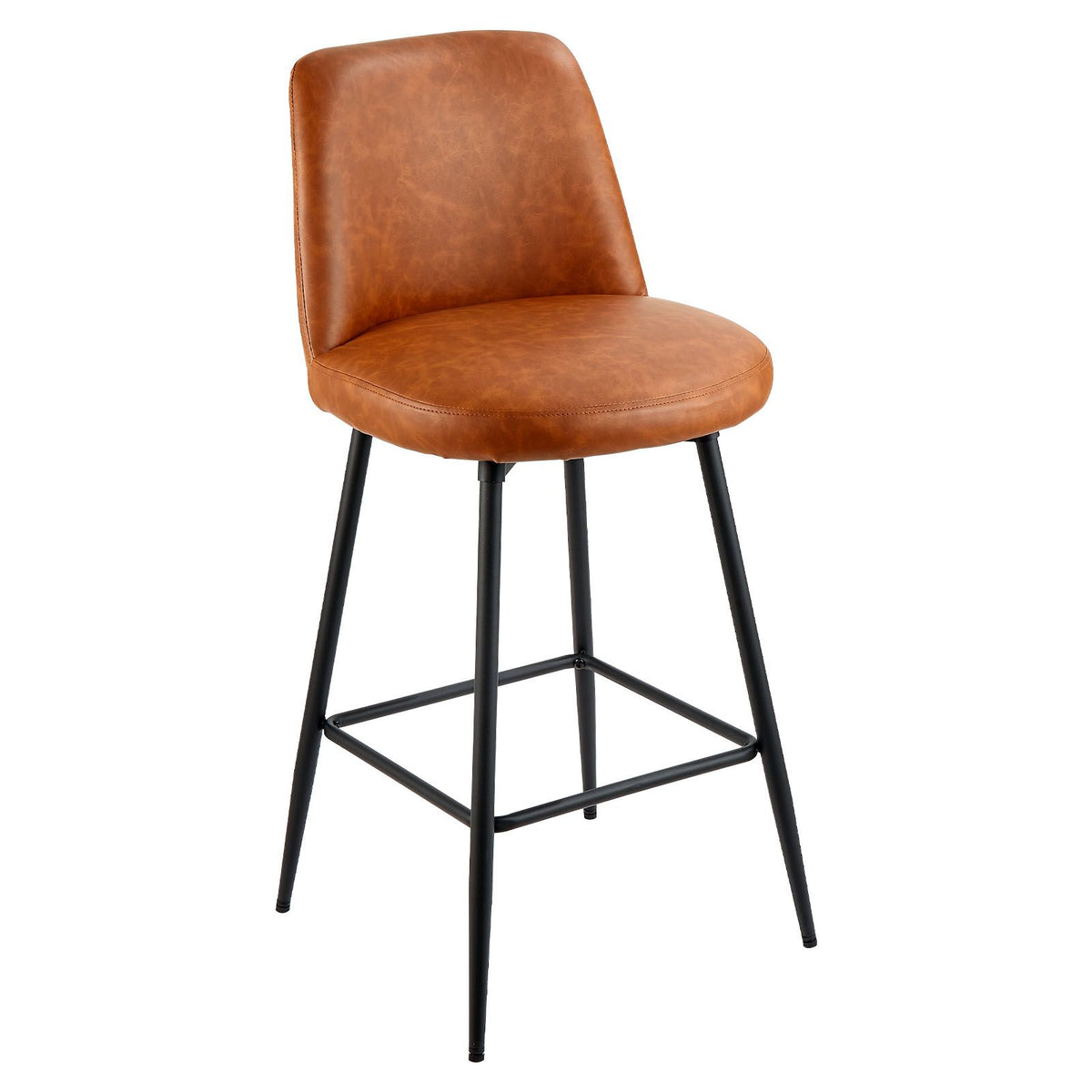 Set of 2 Modern Counter Height Swivel Bar Stools with Backrest