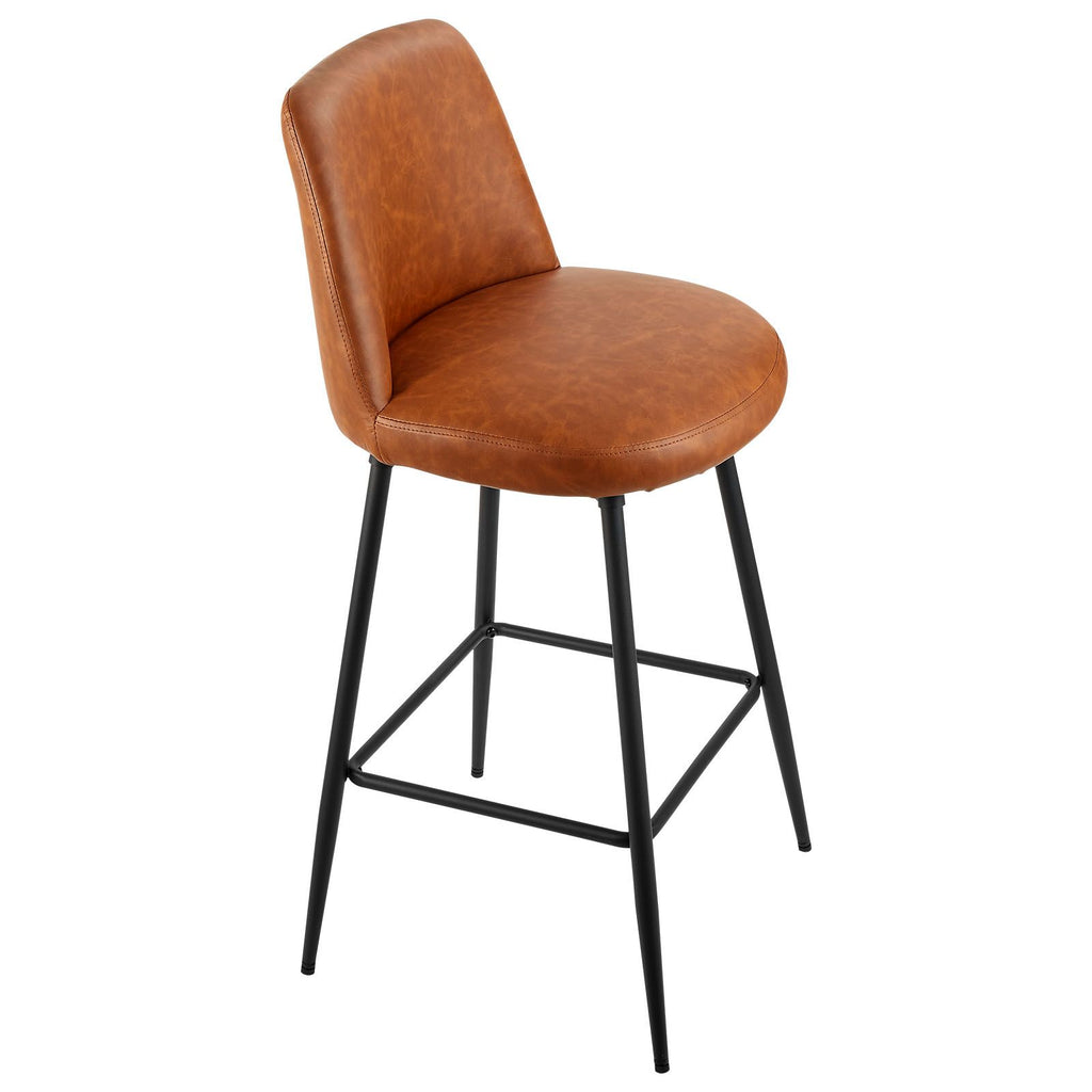 Set of 2 Modern Counter Height Swivel Bar Stools with Backrest