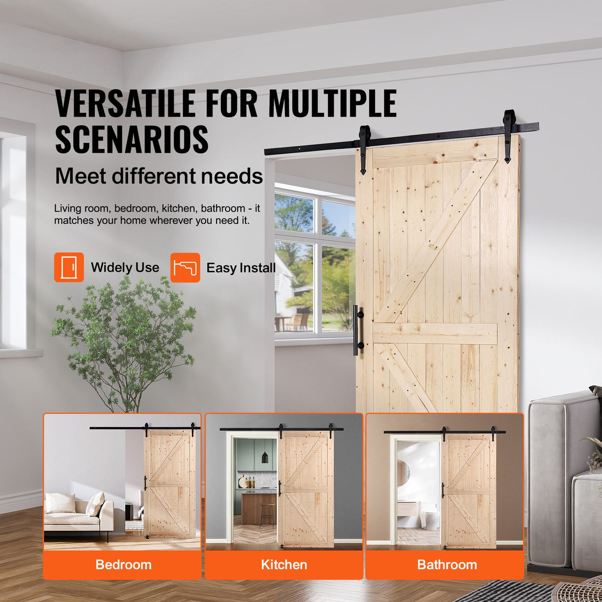 Paneled Sliding Barn Door and Hardware Kit