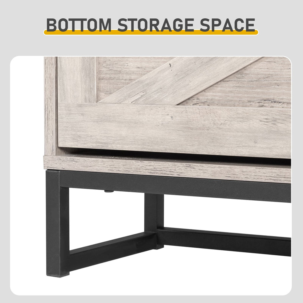 Barn Door Flip-Top Shoe Cabinet with Open Shelf