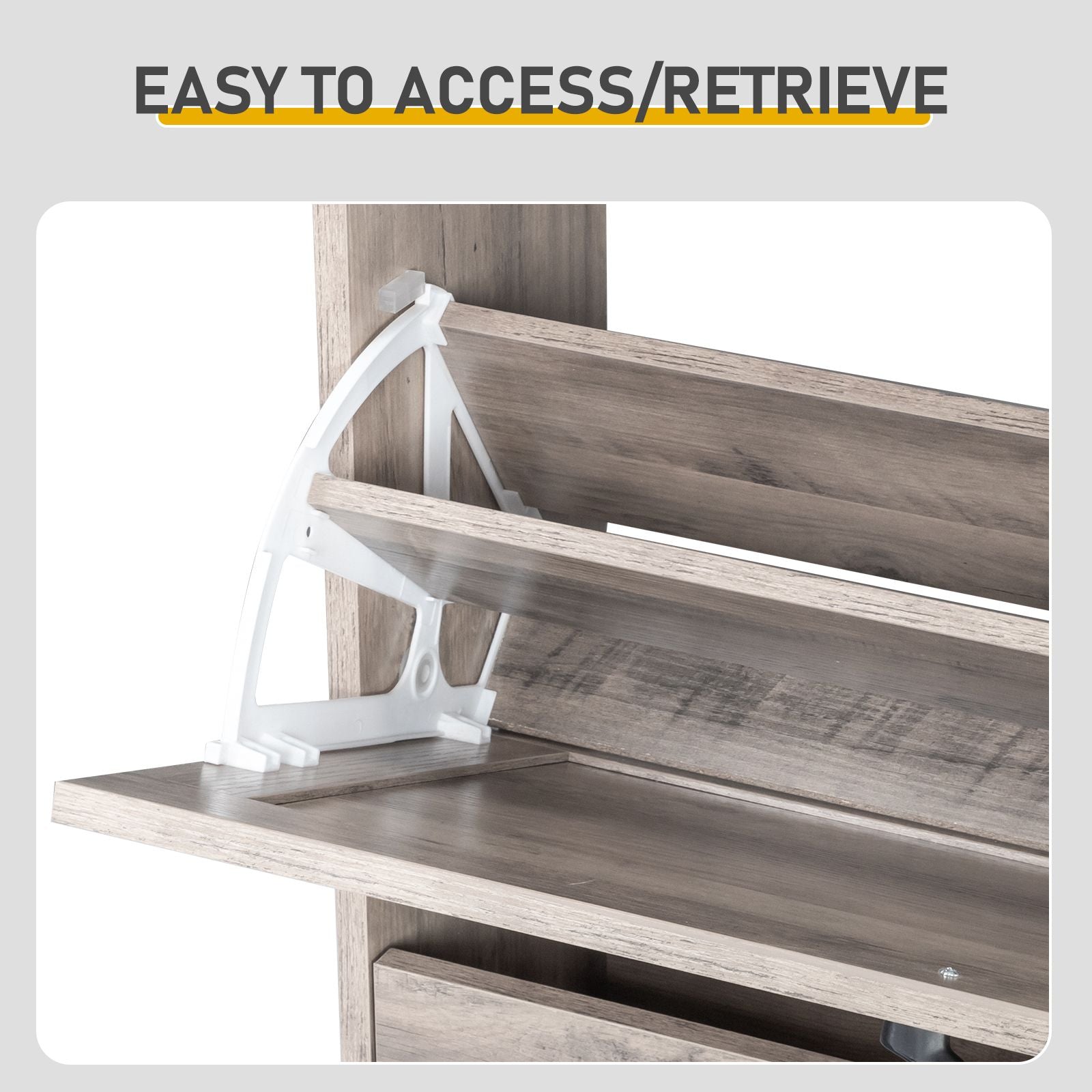 Barn Door Flip-Top Shoe Cabinet with Open Shelf
