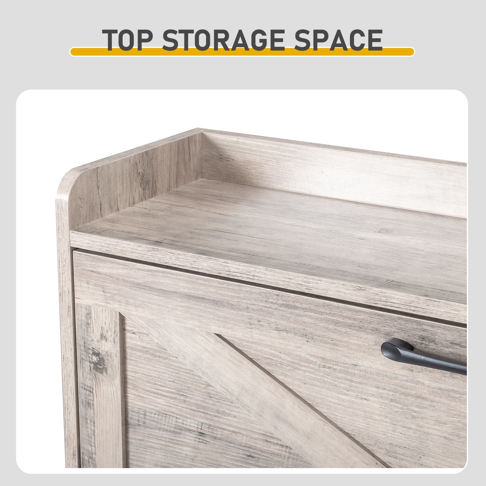 Barn Door Flip-Top Shoe Cabinet with Open Shelf