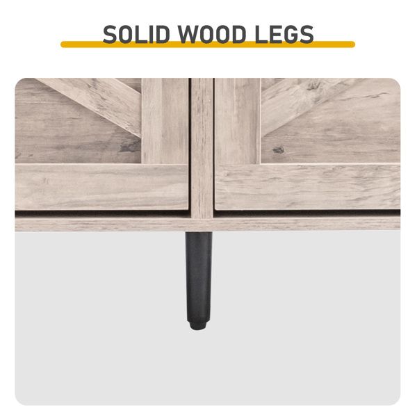 Washed Gray Barn Door Shoe Cabinet with Four Compartments