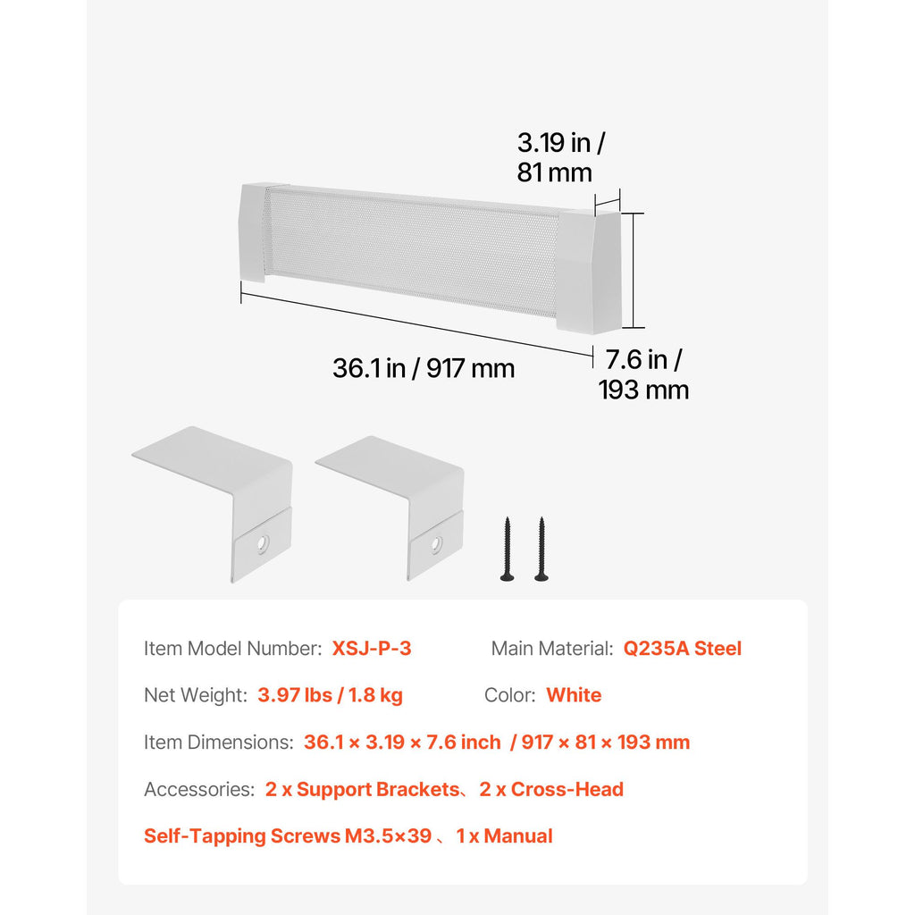 White Vented Baseboard Heater Replacement Cover