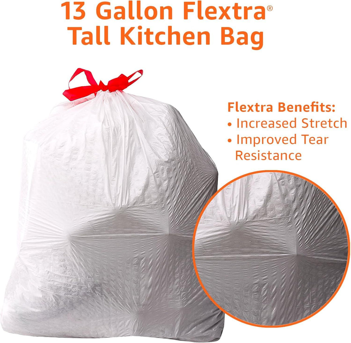 Flextra Tall Kitchen Drawstring Trash Bags