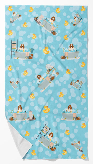 Basset Hound in Bathtub Plush Bath Towel
