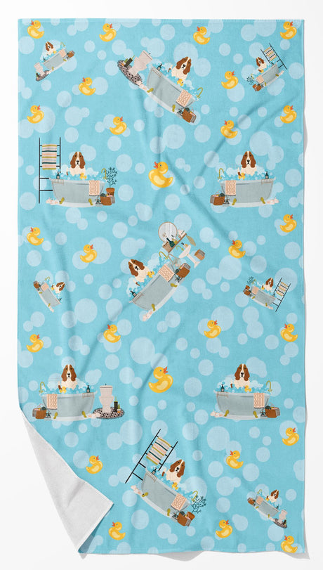 Basset Hound in Bathtub Plush Bath Towel