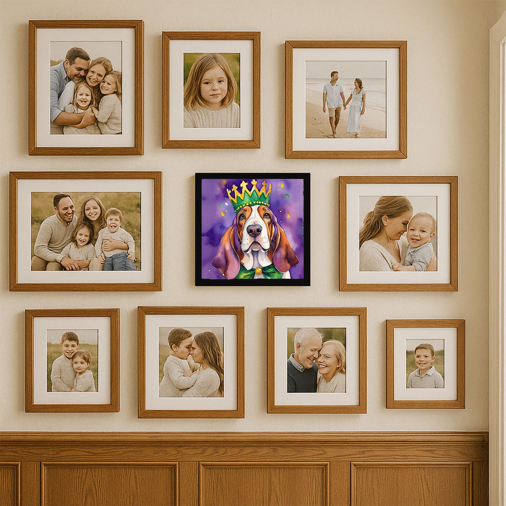 Basset Hound King of Mardi Gras Framed Print