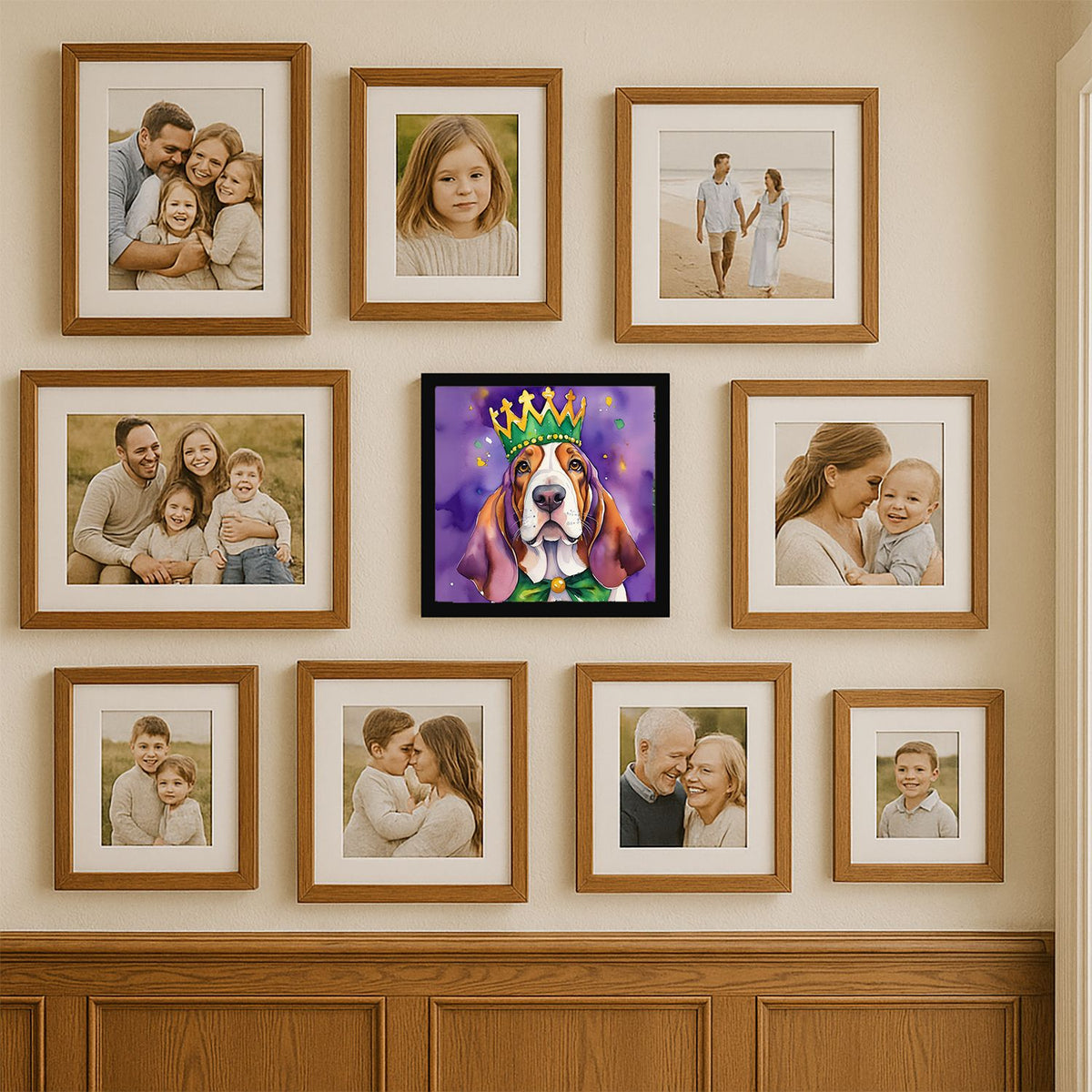 Basset Hound King of Mardi Gras Framed Print