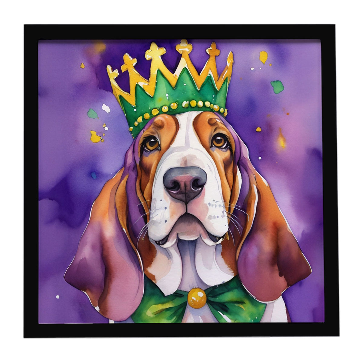 Basset Hound King of Mardi Gras Framed Print