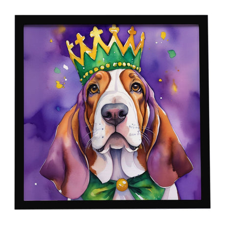 Basset Hound King of Mardi Gras Framed Print