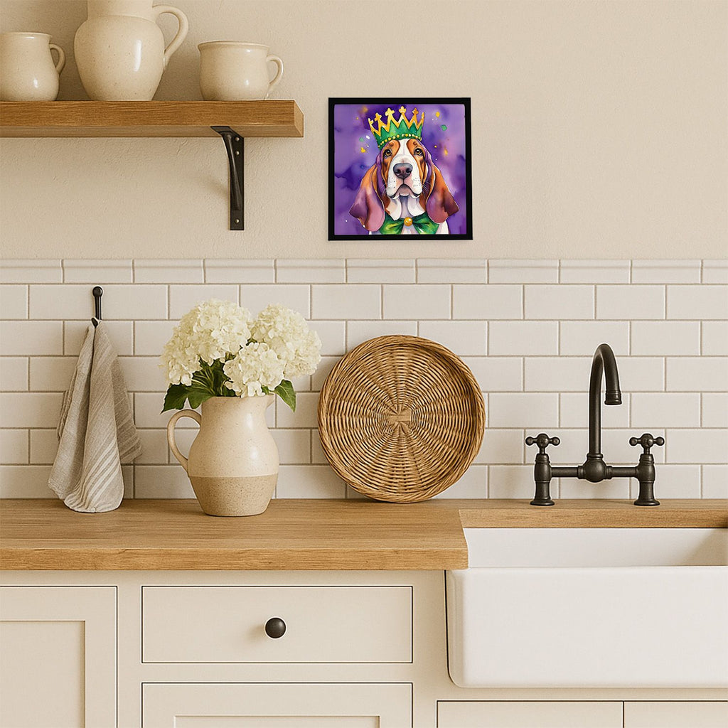 Basset Hound King of Mardi Gras Framed Print