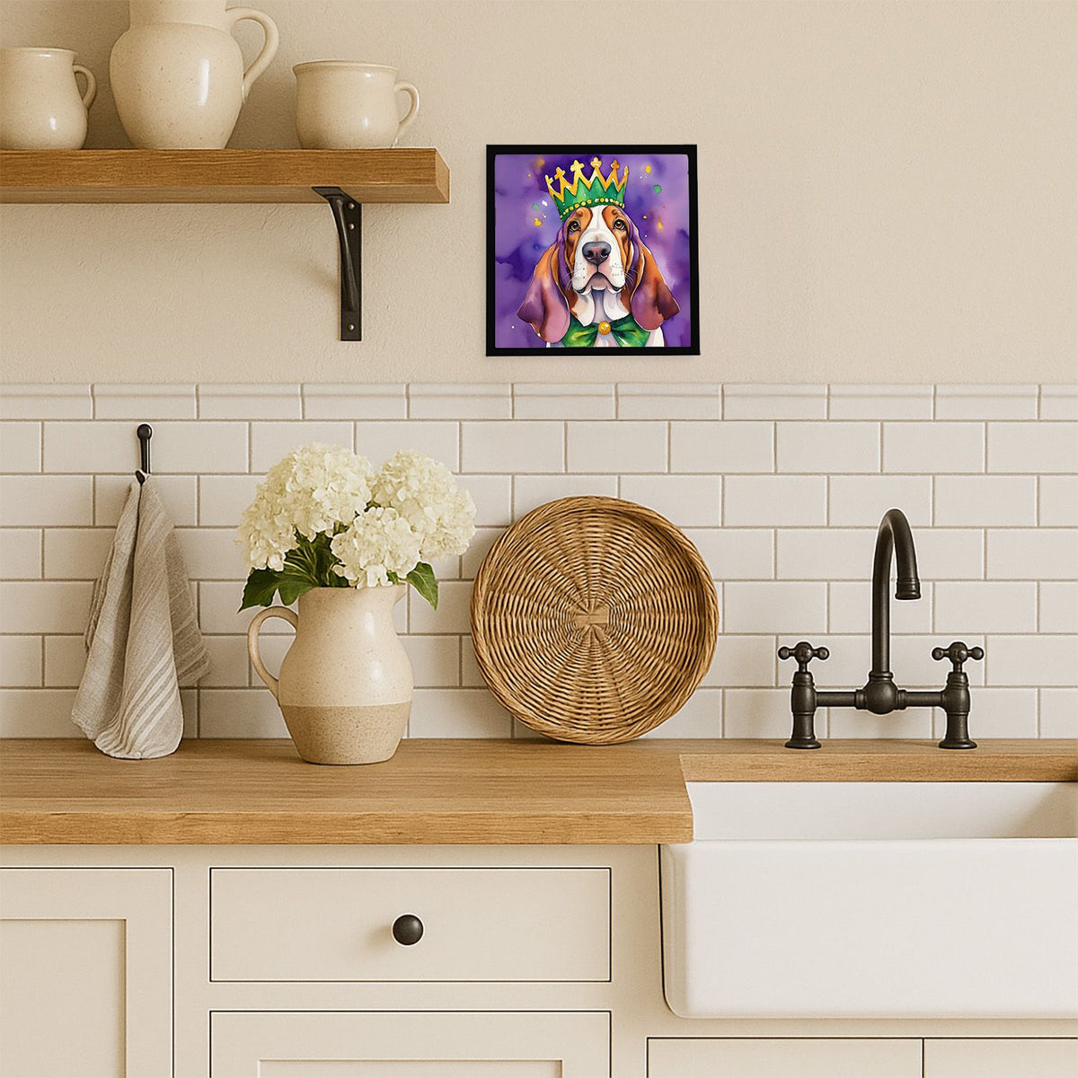 Basset Hound King of Mardi Gras Framed Print