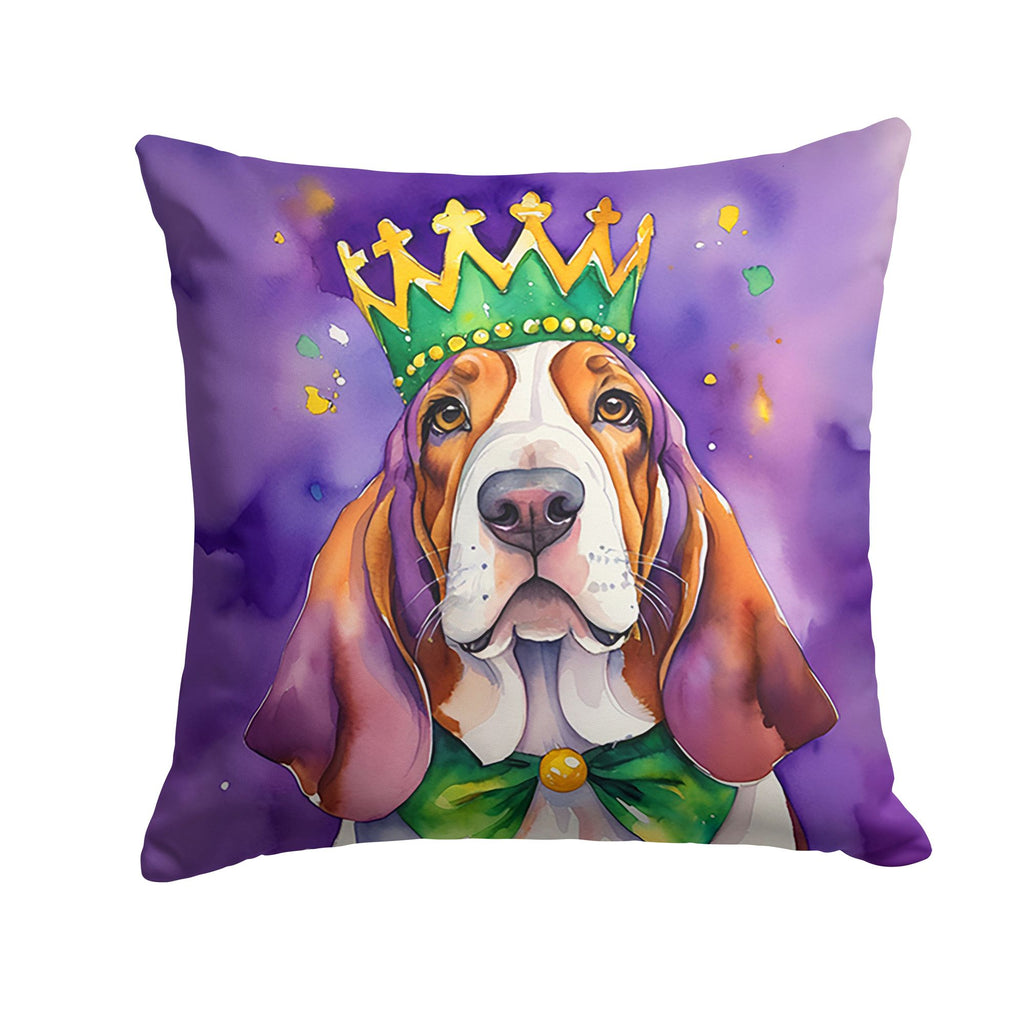 Basset Hound King of Mardi Gras Decorative Pillow