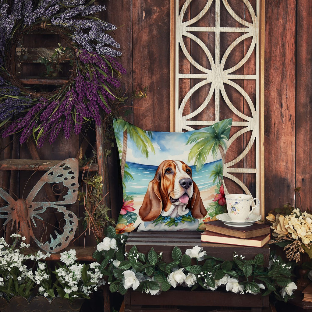 Basset Hound Luau Decorative Throw Pillow