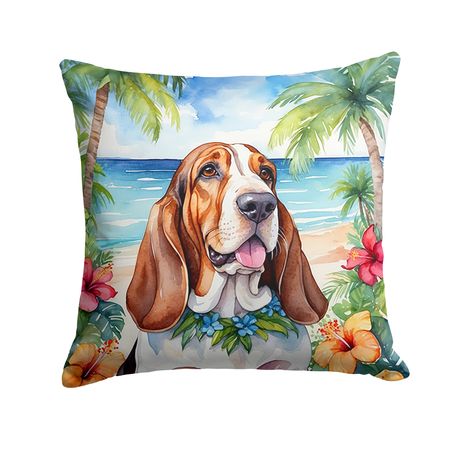 Basset Hound Luau Decorative Throw Pillow