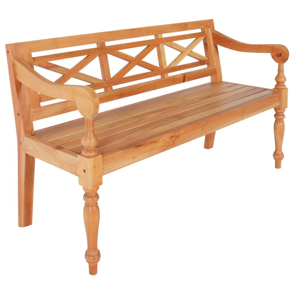 Batavia Solid Mahogany Bench – Elegant Light Brown Seating