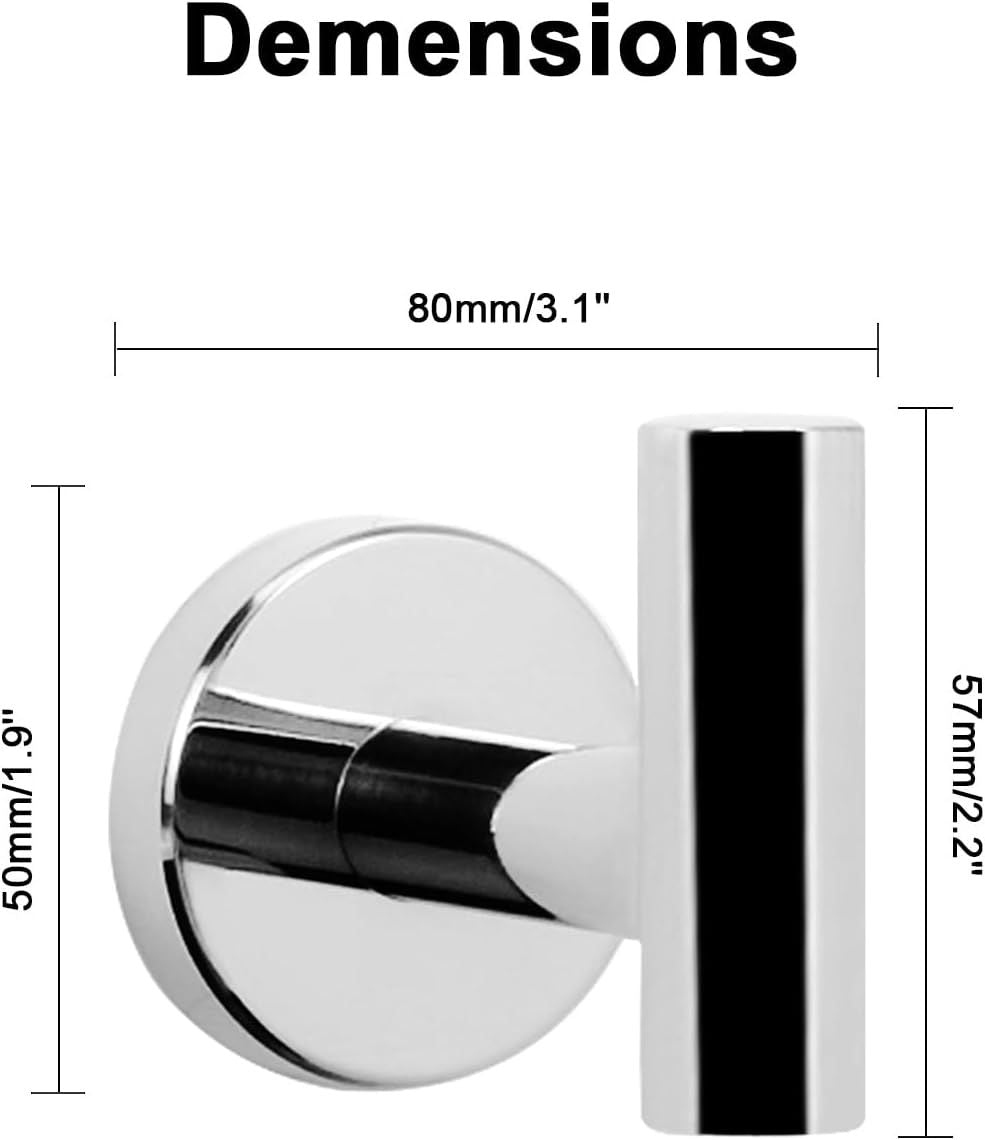 Chrome-Finish Wall-Mounted Towel and Robe Hooks
