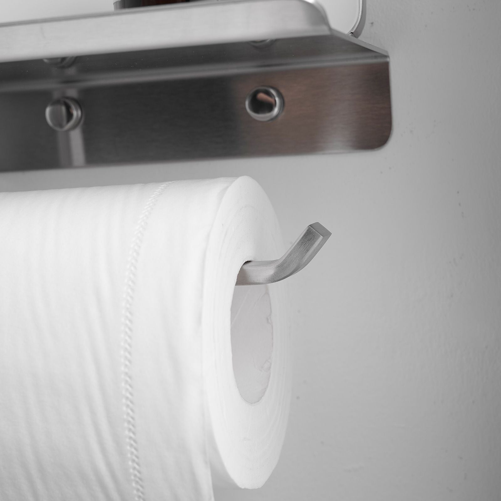 Brushed Nickel Toilet Paper Holder with Shelf – Wall Mount Stainless Steel