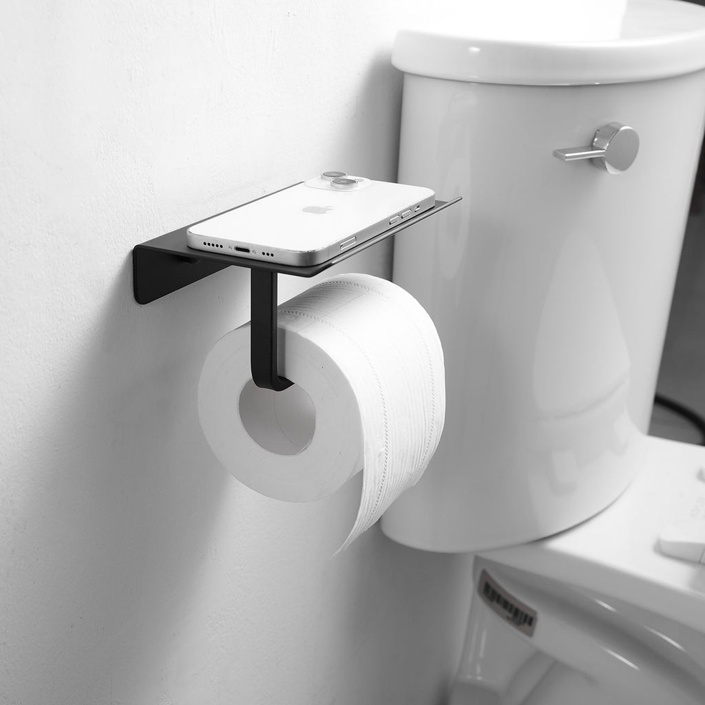 Brushed Nickel Toilet Paper Holder with Shelf – Wall Mount Stainless Steel