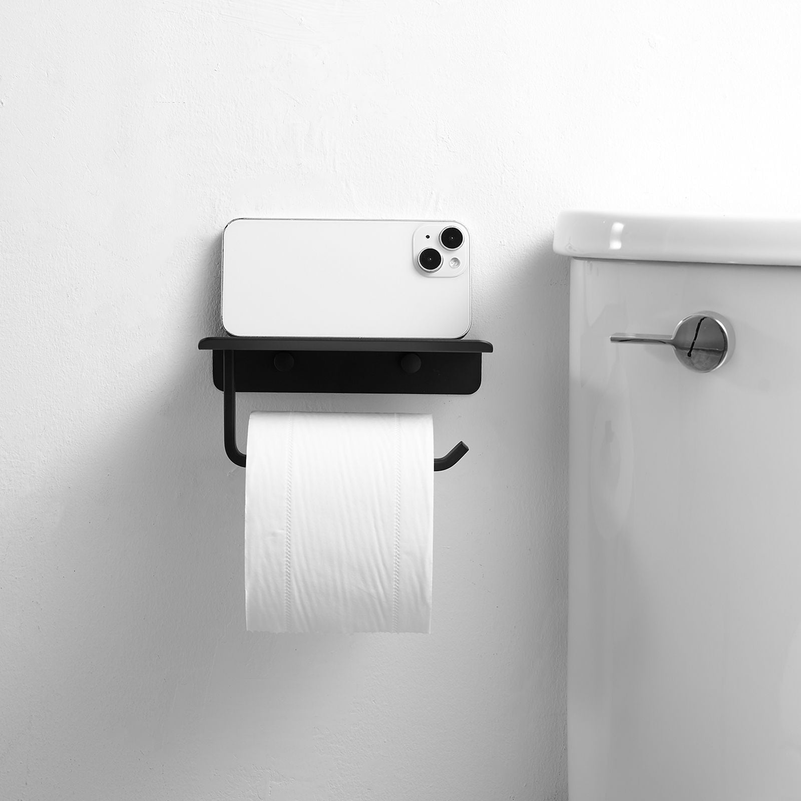 Brushed Nickel Toilet Paper Holder with Shelf – Wall Mount Stainless Steel
