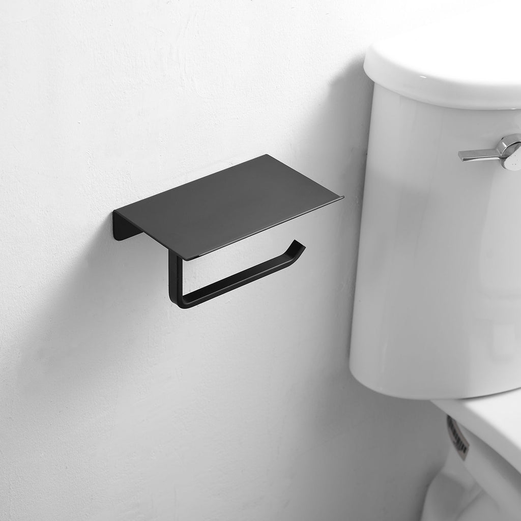 Brushed Nickel Toilet Paper Holder with Shelf – Wall Mount Stainless Steel