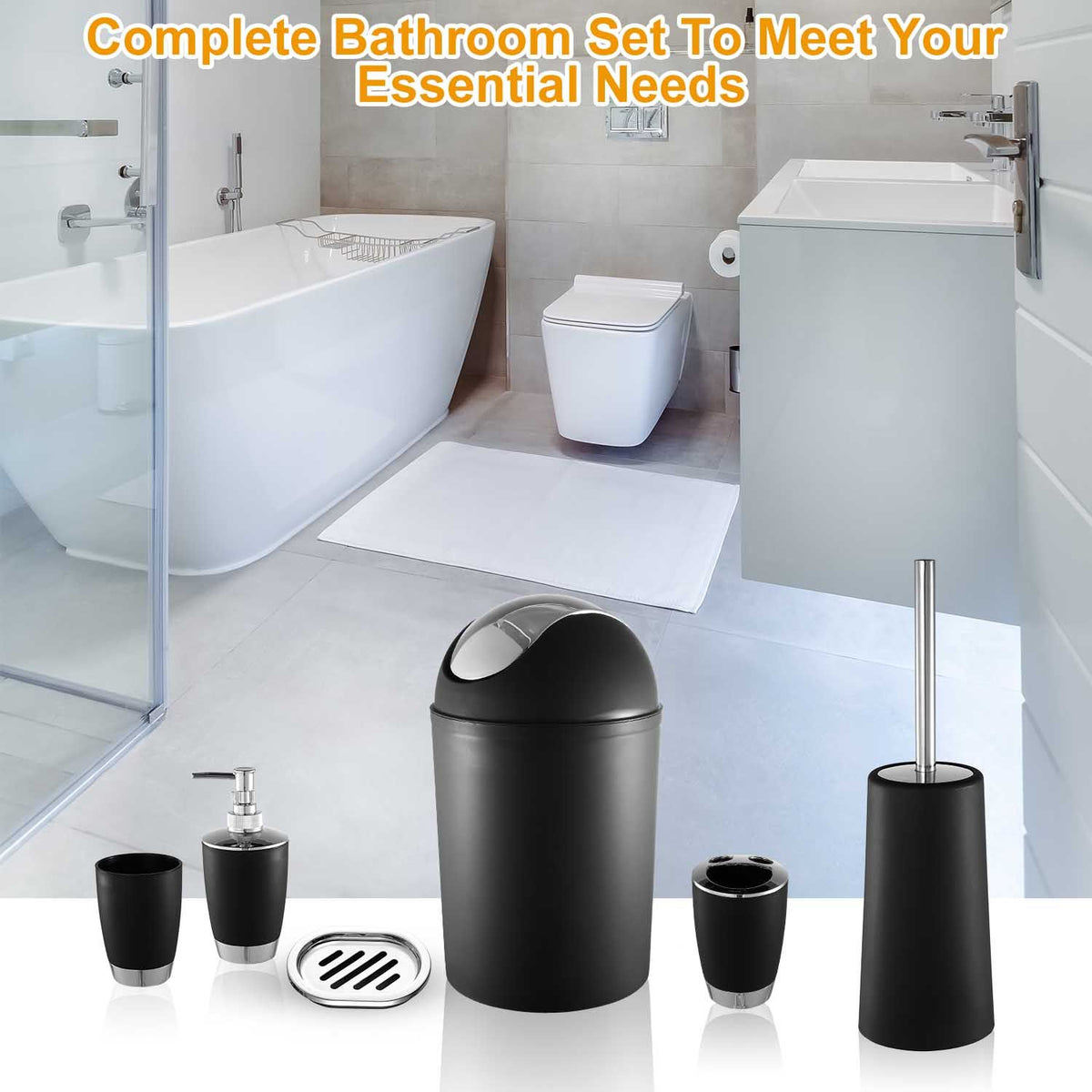 Coordinated Bathroom Accessory Ensemble