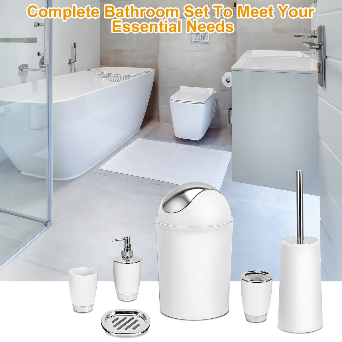 Coordinated Bathroom Accessory Ensemble