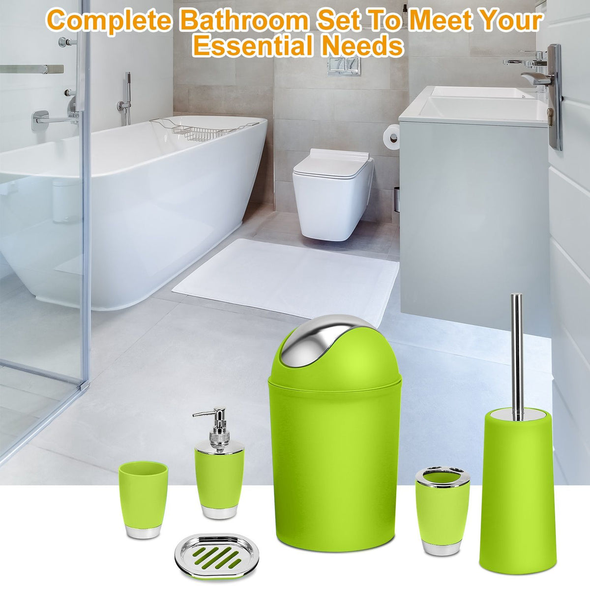 Coordinated Bathroom Accessory Ensemble