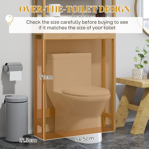 Over-the-Toilet Bathroom Cabinet with Adjustable Shelf and Slatted Door