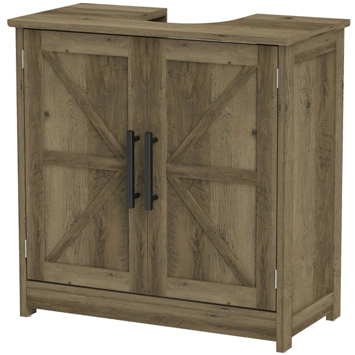 Farmhouse Bathroom Cabinet with Adjustable Shelf and U-Shaped Slot
