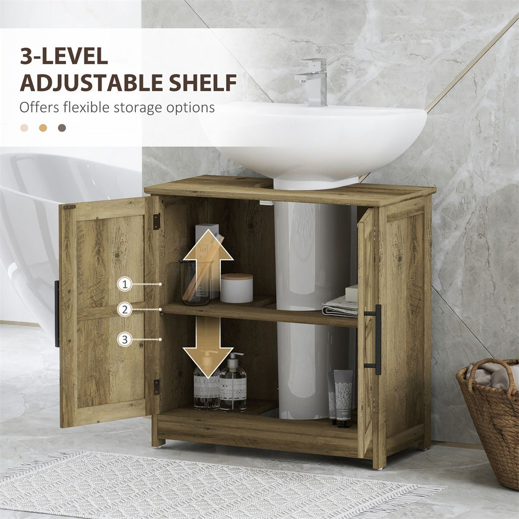 Farmhouse Bathroom Cabinet with Adjustable Shelf and U-Shaped Slot