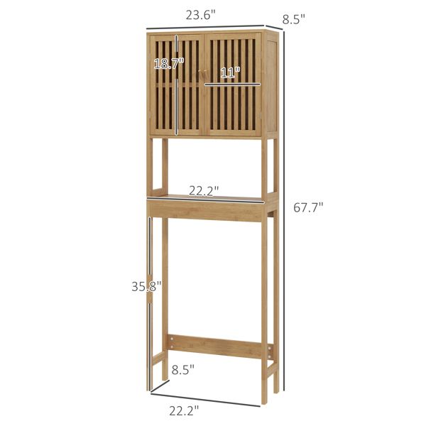 Over-the-Toilet Bathroom Cabinet with Adjustable Shelf and Slatted Door