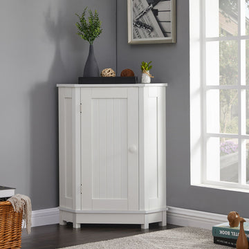 Triangle Corner Storage Cabinet with Adjustable Shelves for Bathroom and More