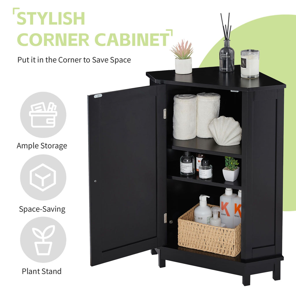 Triangle Corner Storage Cabinet with Adjustable Shelves for Bathroom and More