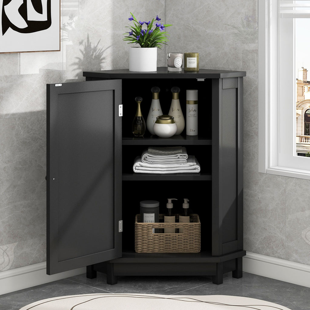 Triangle Corner Storage Cabinet with Adjustable Shelves for Bathroom and More