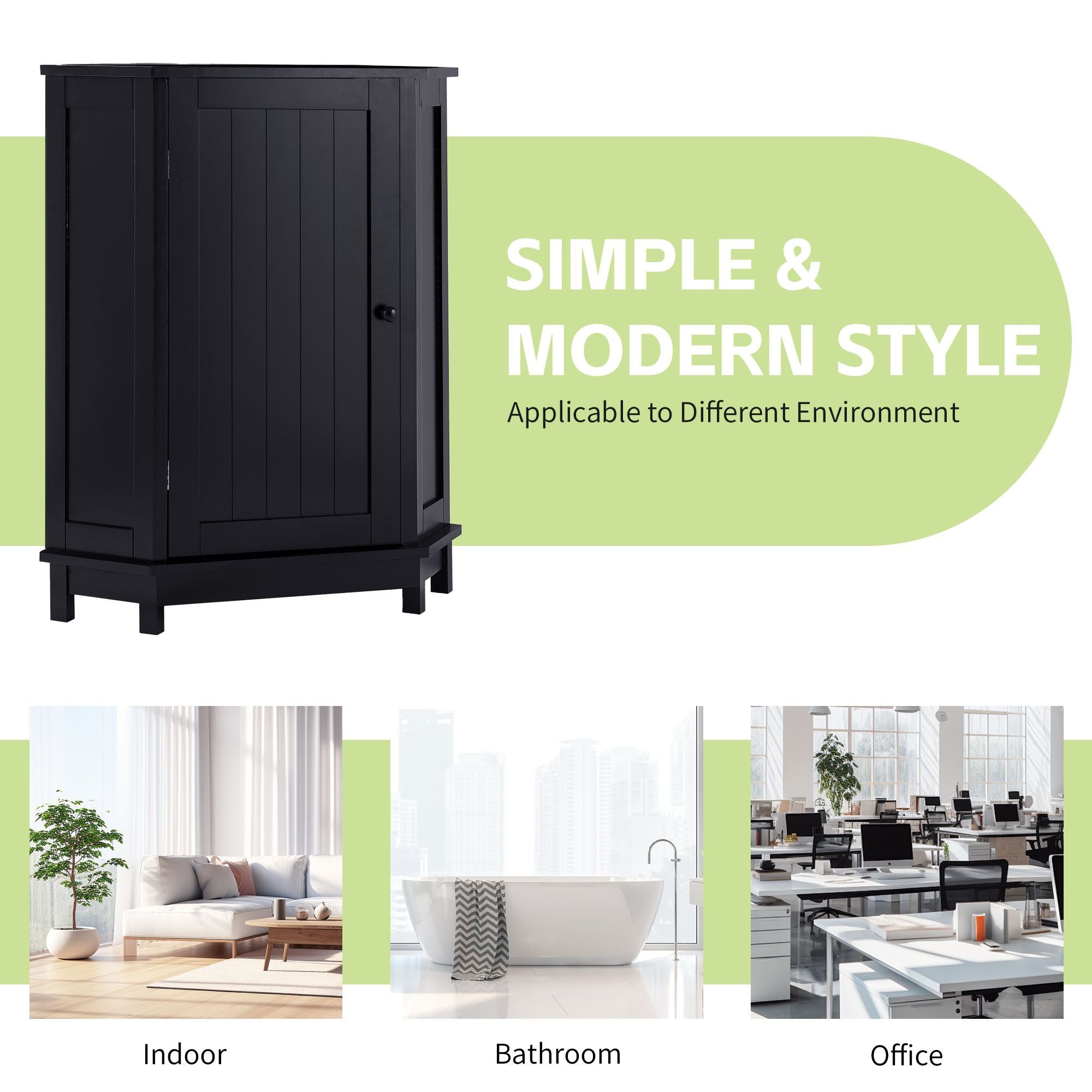Triangle Corner Storage Cabinet with Adjustable Shelves for Bathroom and More