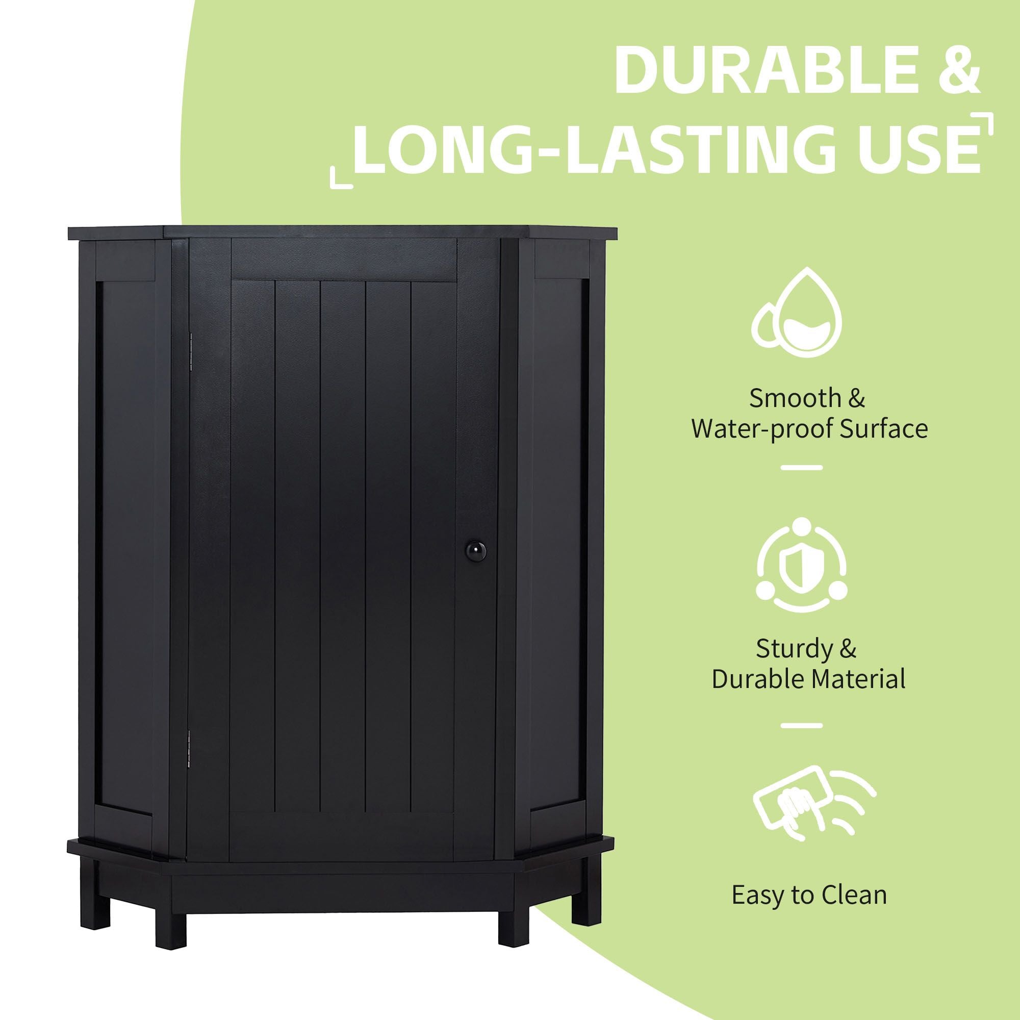 Triangle Corner Storage Cabinet with Adjustable Shelves for Bathroom and More