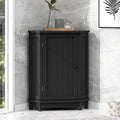 Triangle Corner Storage Cabinet with Adjustable Shelves for Bathroom and More - Black / MDF