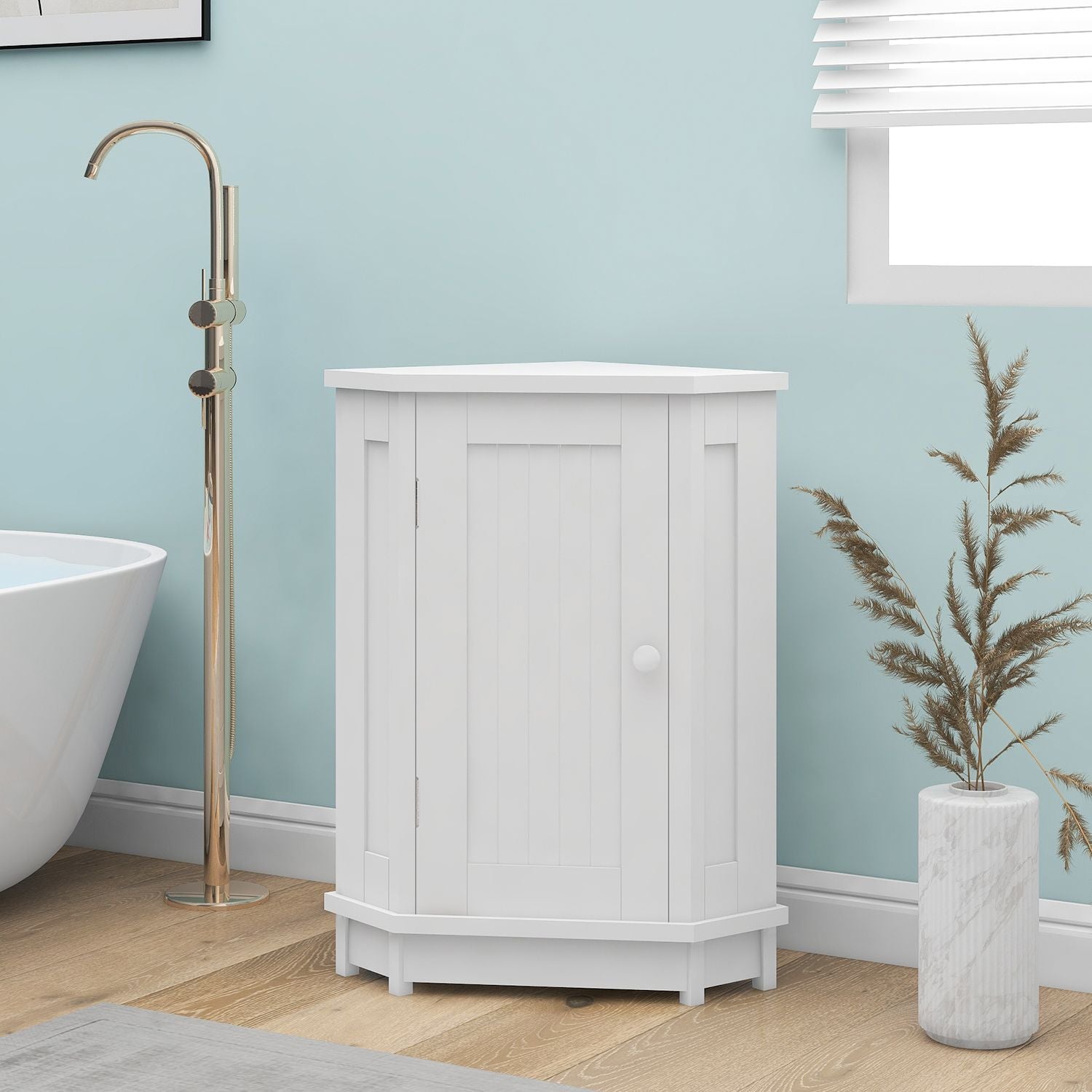 Triangle Corner Storage Cabinet with Adjustable Shelves for Bathroom and More