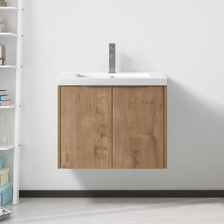 Modern Floating Bathroom Cabinet with Soft-Close Doors and Gel Basin